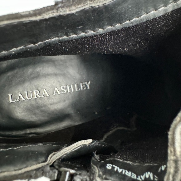 LAURA ASHLEY La Grand Ankle Bootie 7.5 Black Ruched Buckle Block Heel Evening - Picture 13 of 14